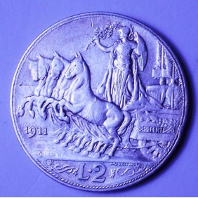 2 Lire 1911 QUADRIGA VELOCE