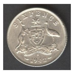 AUSTRALIA 6 Pence 1942S AG