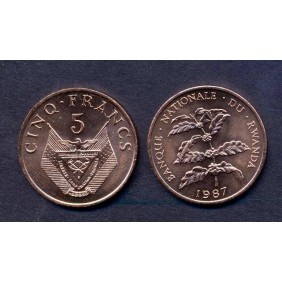 RWANDA 5 Francs 1987