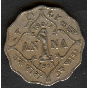 BRITISH INDIA 1 Anna 1917