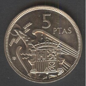 SPAIN 5 Pesetas 1957 (73)