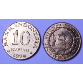 INDONESIA 10 Rupiah 1974...