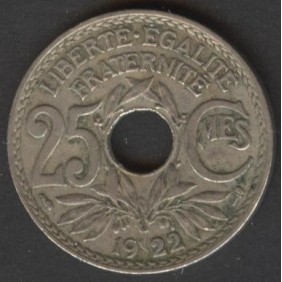 FRANCE 25 Centimes 1922