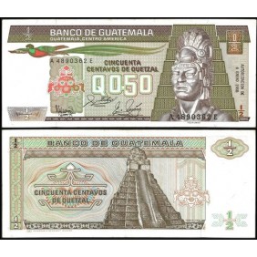 GUATEMALA 1/2 Quetzal 1988