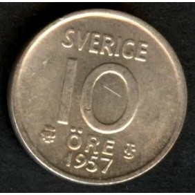 SWEDEN 10 Ore 1957 AG