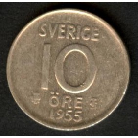 SWEDEN 10 Ore 1955 AG