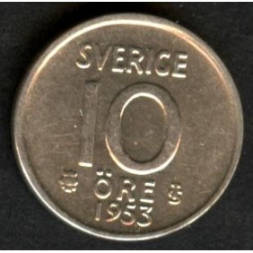 SWEDEN 10 Ore 1953 AG