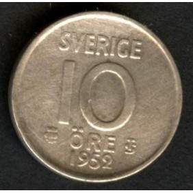 SWEDEN 10 Ore 1952 AG