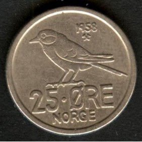NORWAY 25 Ore 1958