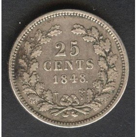 NETHERLANDS 25 Cents 1848. AG