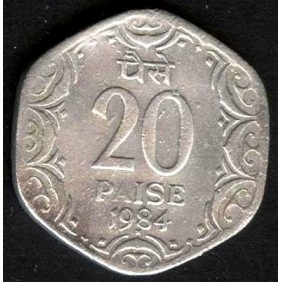 INDIA 20 Paise 1984 B