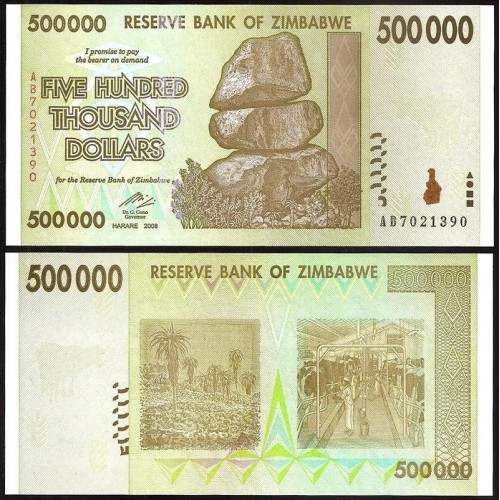 ZIMBABWE 500.000 Dollars 2008