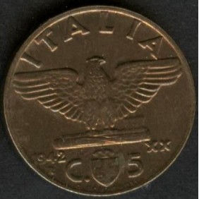 5 Centesimi IMPERO 1942