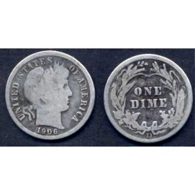 USA Barber Dime 1906d