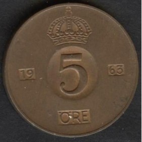 SWEDEN 5 Ore 1963
