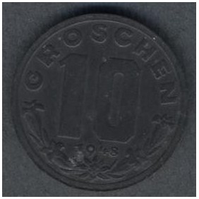 AUSTRIA 10 Groschen 1948