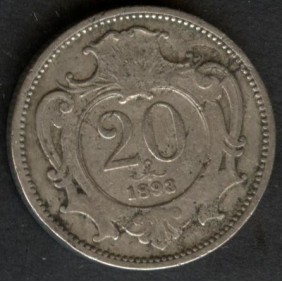 AUSTRIA 20 Heller 1893