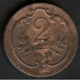 AUSTRIA 2 Heller 1911