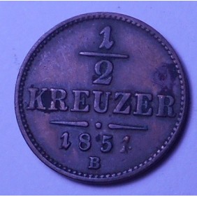 AUSTRIA 1/2 Kreuzer 1851 B