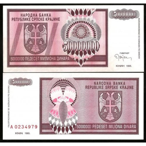 CROATIA 50.000.000 Dinara 1993