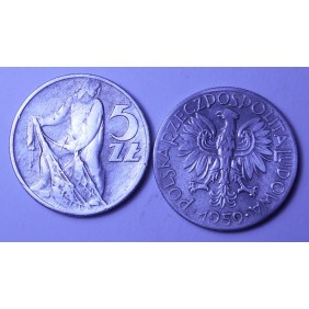 POLAND 5 Zlotych 1959