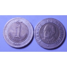TURKEY 1 Lira 2007 Bimetallic