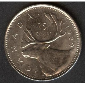 CANADA 25 Cents 1989