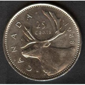 CANADA 25 Cents 1988