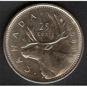 CANADA 25 Cents 1986