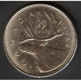 CANADA 25 Cents 1984