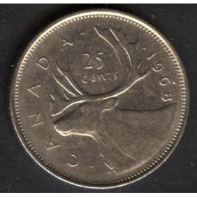 CANADA 25 Cents 1968