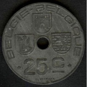 BELGIUM 25 Centimes 1943...