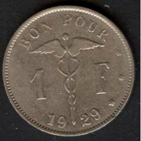 BELGIUM 1 Franc 1929 Belgique