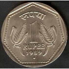 INDIA 1 Rupee 1989 N