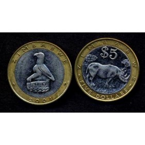 ZIMBABWE 5 Dollars 2001...