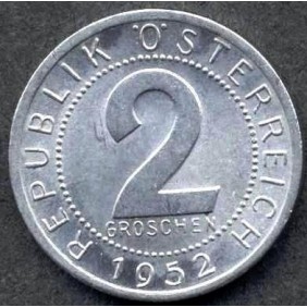 AUSTRIA 2 Groschen 1952