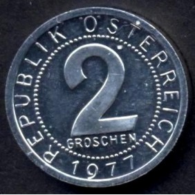 AUSTRIA 2 Groschen 1977 Proof