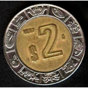 MEXICO 2 Pesos 1997 Bimetallic