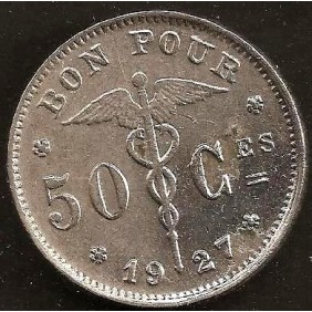 BELGIUM 50 Centimes 1927...
