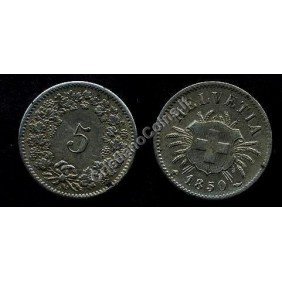 SWITZERLAND 5 Rappen 1850 BB