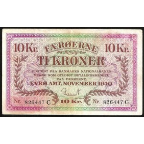 FAEROE ISLANDS 10 Kroner 1940