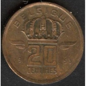 BELGIUM 20 Centimes 1953...