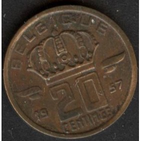 BELGIUM 20 Centimes 1957...