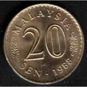 MALAYSIA 20 Sen 1988
