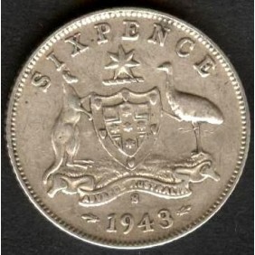 AUSTRALIA 6 Pence 1943S AG