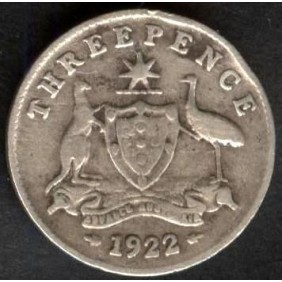 AUSTRALIA 3 Pence 1922 AG