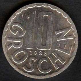 AUSTRIA 10 Groschen 1988