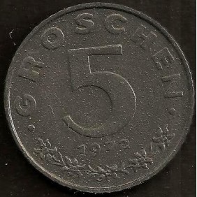 AUSTRIA 5 Groschen 1972