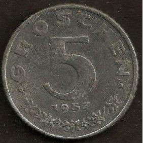 AUSTRIA 5 Groschen 1957