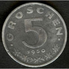 AUSTRIA 5 Groschen 1950